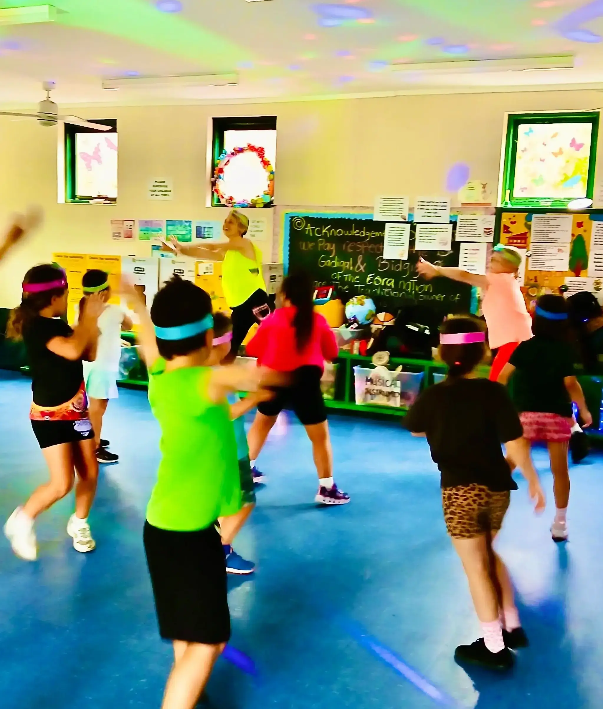 Kids dancing at a vacation care disco party